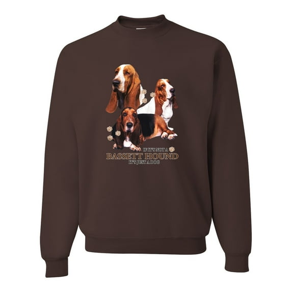 If It's Not a Bassett Hound Its Just a Dog Gift | Mens Dog Lover Crewneck Graphic Sweatshirt, Brown, 3XL