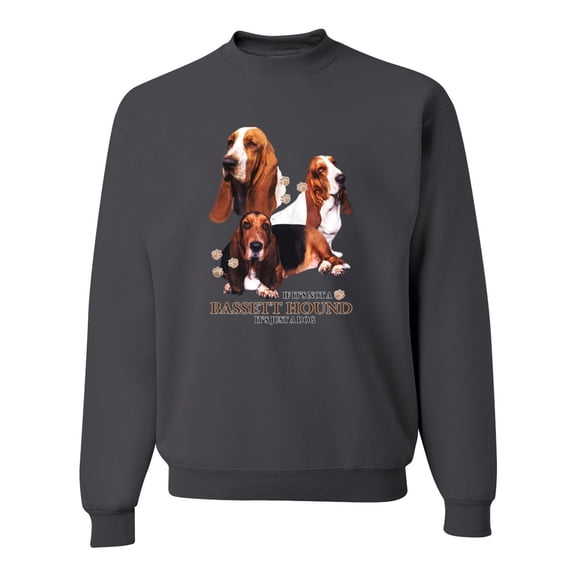 If It's Not a Bassett Hound Its Just a Dog Gift | Mens Dog Lover Crewneck Graphic Sweatshirt, Charcoal, X-Large