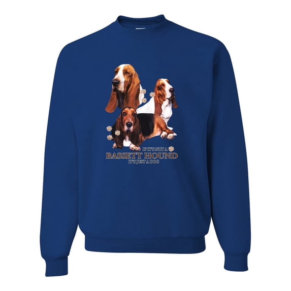 If It's Not a Bassett Hound Its Just a Dog Gift | Mens Dog Lover Crewneck Graphic Sweatshirt, Royal, Large