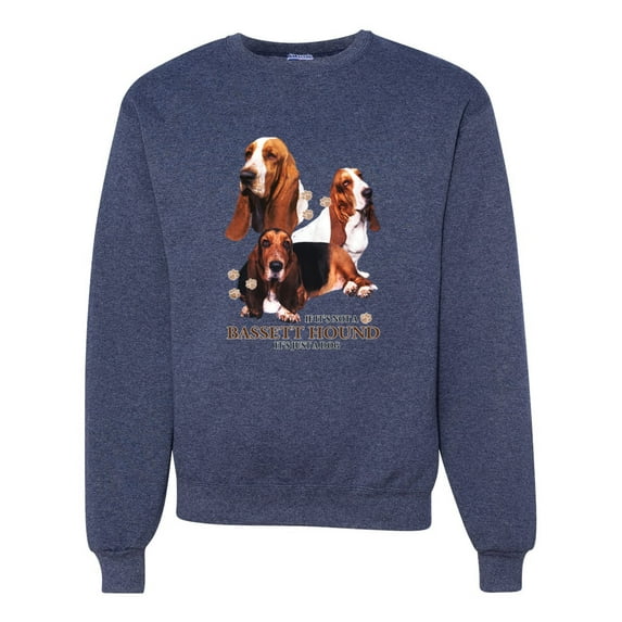 If It's Not a Bassett Hound Its Just a Dog Gift | Mens Dog Lover Crewneck Graphic Sweatshirt, Vintage Heather Navy, X-Large