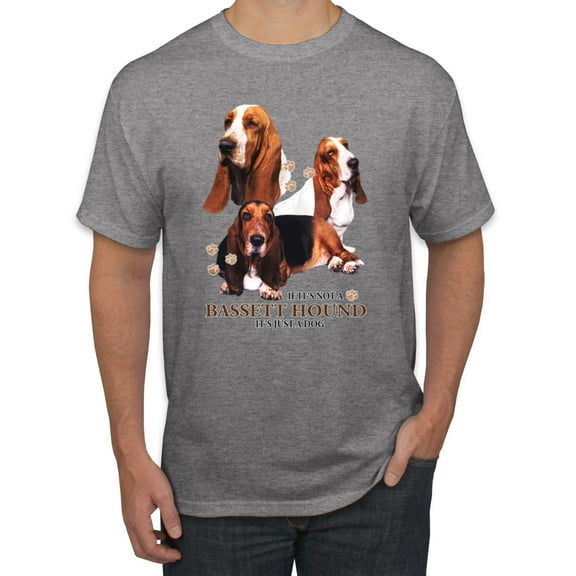 If It's Not a Bassett Hound Its Just a Dog Gift | Mens Dog Lover Graphic T-Shirt, Heather Grey, X-Large