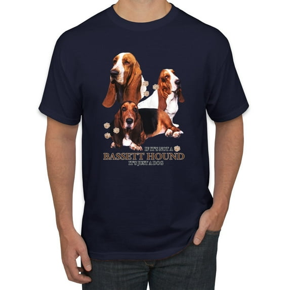 If It's Not a Bassett Hound Its Just a Dog Gift | Mens Dog Lover Graphic T-Shirt, Navy, Small