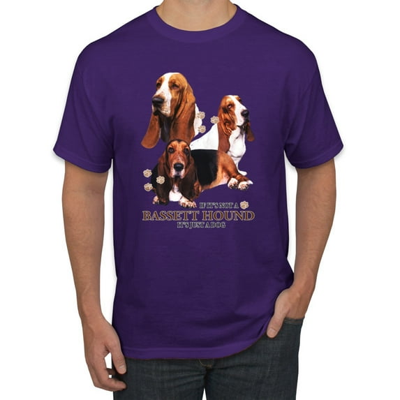 If It's Not a Bassett Hound Its Just a Dog Gift | Mens Dog Lover Graphic T-Shirt, Purple, Large