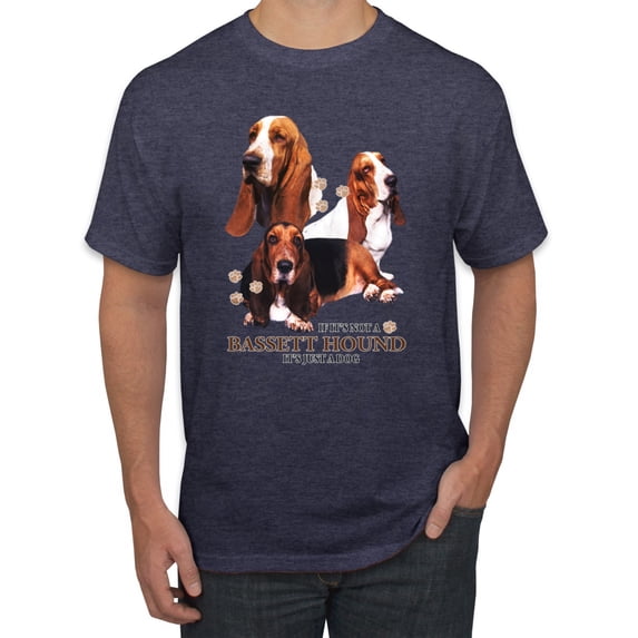 If It's Not a Bassett Hound Its Just a Dog Gift | Mens Dog Lover Graphic T-Shirt, Vintage Heather Navy, 2XL