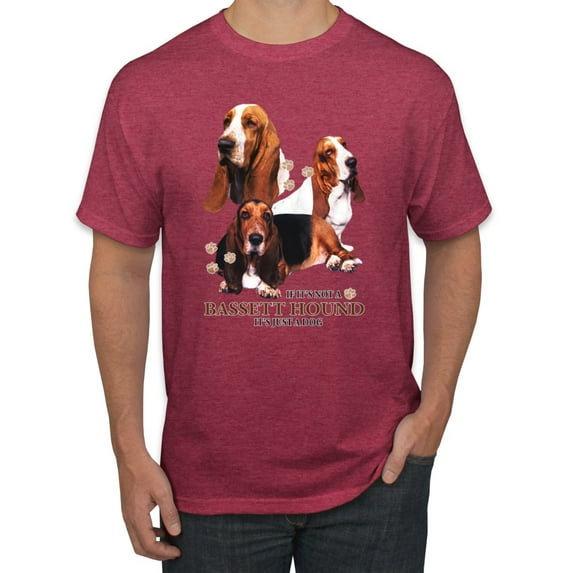 If It's Not a Bassett Hound Its Just a Dog Gift | Mens Dog Lover Graphic T-Shirt, Vintage Heather Red, Large