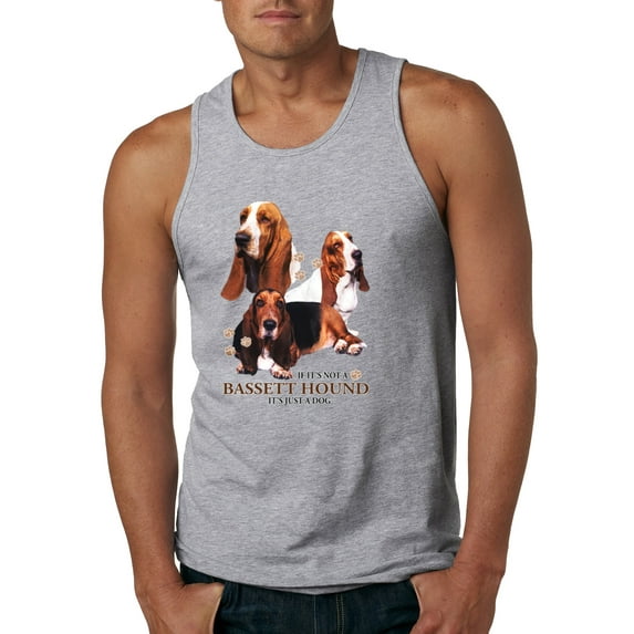 If It's Not a Bassett Hound Its Just a Dog Gift | Mens Dog Lover Graphic Tank Top, Heather Grey, Small