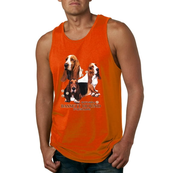 If It's Not a Bassett Hound Its Just a Dog Gift | Mens Dog Lover Graphic Tank Top, Orange, Small