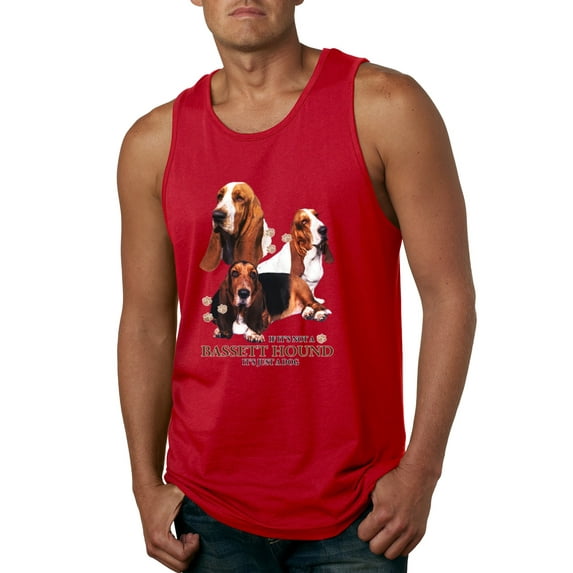 If It's Not a Bassett Hound Its Just a Dog Gift | Mens Dog Lover Graphic Tank Top, Red, Large