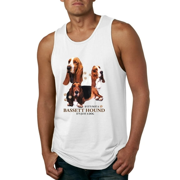 If It's Not a Bassett Hound Its Just a Dog Gift | Mens Dog Lover Graphic Tank Top, White, Large