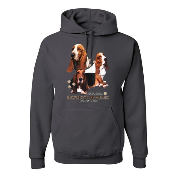 If It's Not a Bassett Hound Its Just a Dog Gift | Mens Dog Lover Hooded Sweatshirt Graphic Hoodie, Charcoal, X-Large