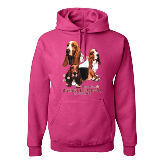If It's Not a Bassett Hound Its Just a Dog Gift | Mens Dog Lover Hooded Sweatshirt Graphic Hoodie, Fuschia, Large