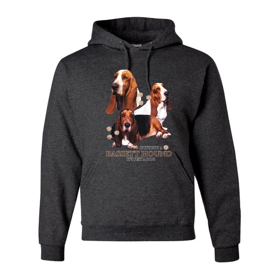 If It's Not a Bassett Hound Its Just a Dog Gift | Mens Dog Lover Hooded Sweatshirt Graphic Hoodie, Heather Black, 3XL