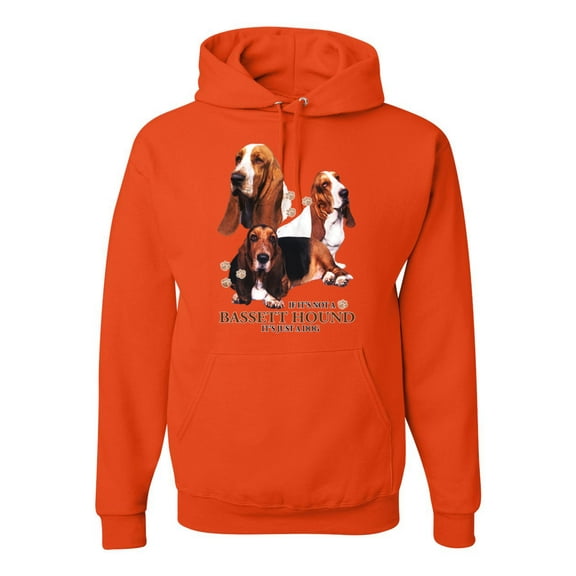 If It's Not a Bassett Hound Its Just a Dog Gift | Mens Dog Lover Hooded Sweatshirt Graphic Hoodie, Orange, X-Large