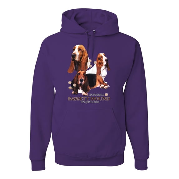 If It's Not a Bassett Hound Its Just a Dog Gift | Mens Dog Lover Hooded Sweatshirt Graphic Hoodie, Purple, 2XL