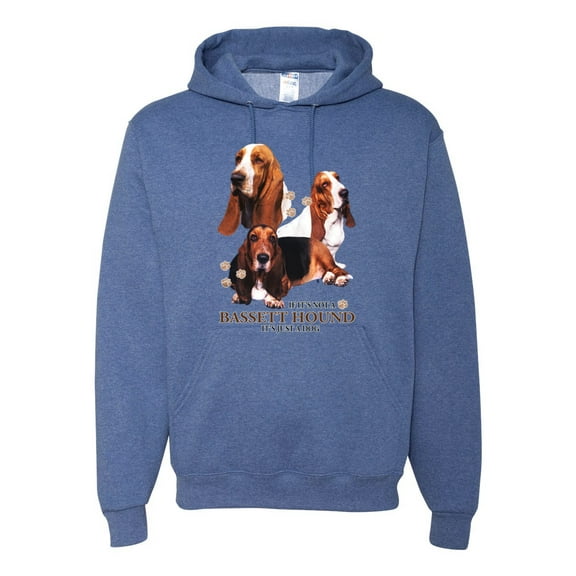 If It's Not a Bassett Hound Its Just a Dog Gift | Mens Dog Lover Hooded Sweatshirt Graphic Hoodie, Vintage Heather Blue, 2XL