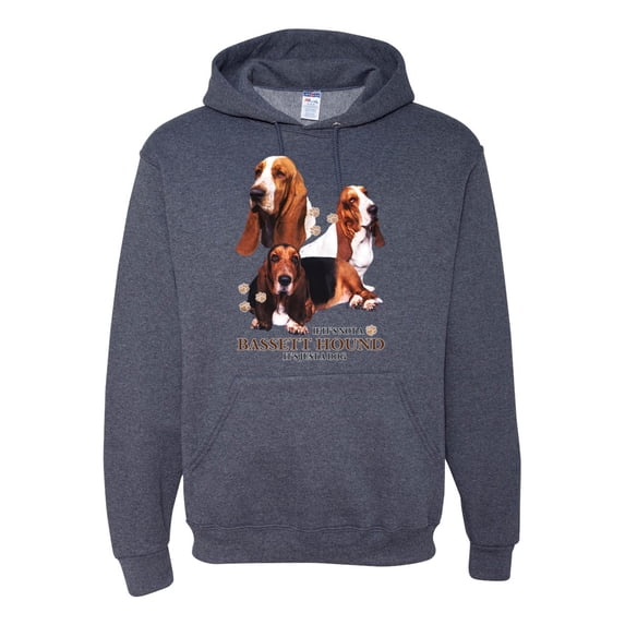 If It's Not a Bassett Hound Its Just a Dog Gift | Mens Dog Lover Hooded Sweatshirt Graphic Hoodie, Vintage Heather Navy, 3XL