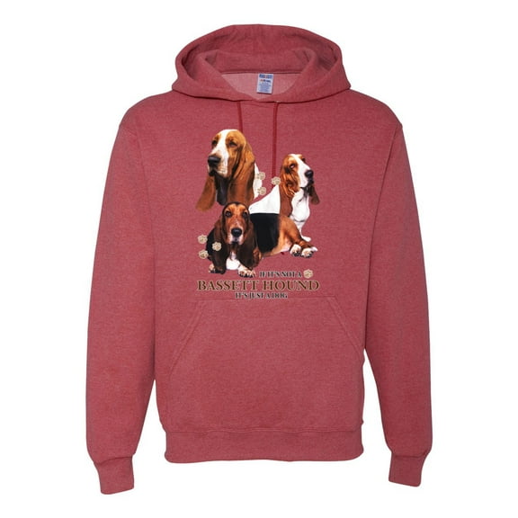 If It's Not a Bassett Hound Its Just a Dog Gift | Mens Dog Lover Hooded Sweatshirt Graphic Hoodie, Vintage Heather Red, Small