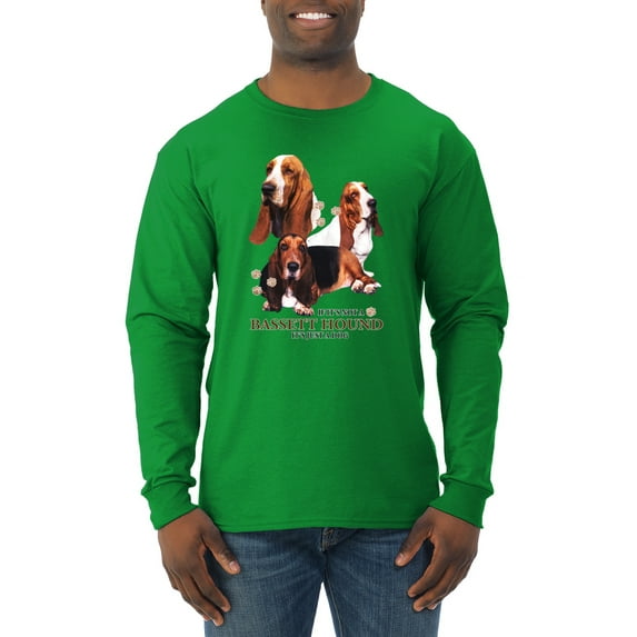 If It's Not a Bassett Hound Its Just a Dog Gift | Mens Dog Lover Long Sleeve T-Shirt, Kelly, Large