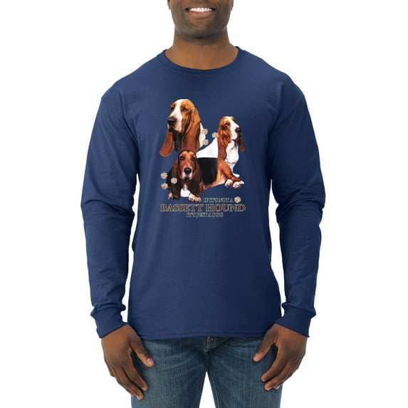 If It's Not a Bassett Hound Its Just a Dog Gift | Mens Dog Lover Long Sleeve T-Shirt, Navy, Large