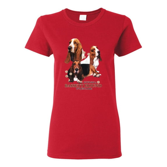 If It's Not a Bassett Hound Its Just a Dog Gift | Womens Dog Lover Graphic T-Shirt, Red, X-Large