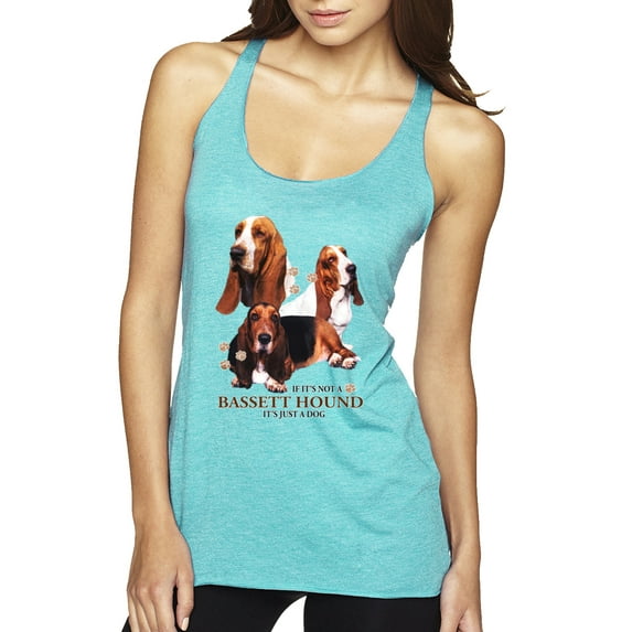 If It's Not a Bassett Hound Its Just a Dog Gift | Womens Dog Lover Premium Tri-Blend Racerback Tank Top, Tahiti Blue, Medium