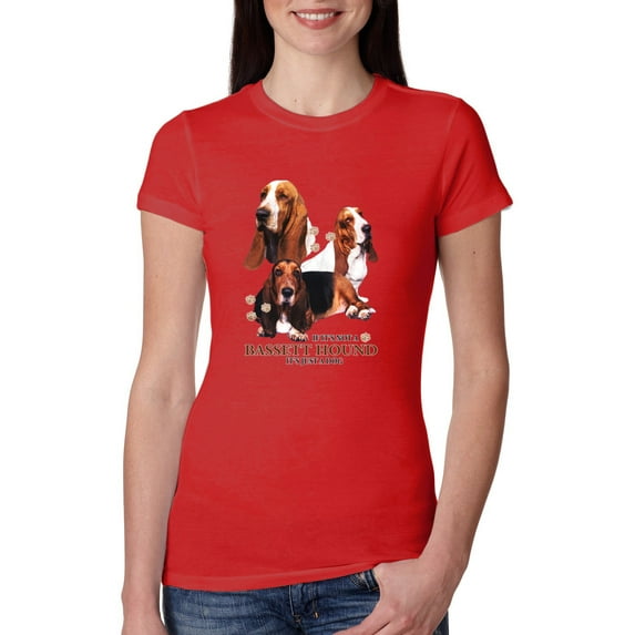 If It's Not a Bassett Hound Its Just a Dog Gift | Womens Dog Lover Slim Fit Junior Tee, Red, Small