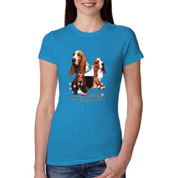 If It's Not a Bassett Hound Its Just a Dog Gift | Womens Dog Lover Slim Fit Junior Tee, Turquoise, Large