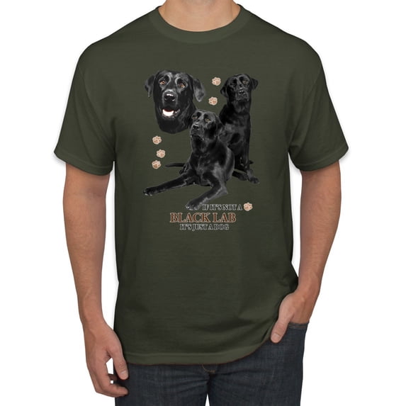 If It's Not a Black Lab It's Just a Dog Gift | Mens Dog Lover Graphic T-Shirt, Military Green, X-Large