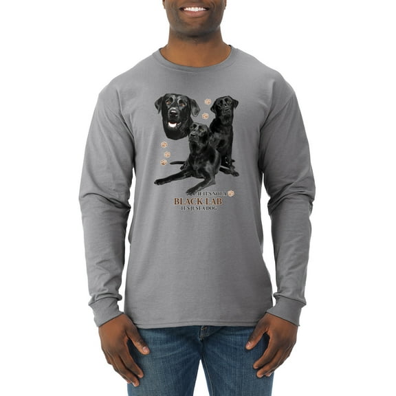 If It's Not a Black Lab It's Just a Dog Gift | Mens Dog Lover Long Sleeve T-Shirt, Heather Grey, 2XL