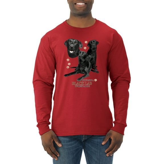 If It's Not a Black Lab It's Just a Dog Gift | Mens Dog Lover Long Sleeve T-Shirt, Red, Small