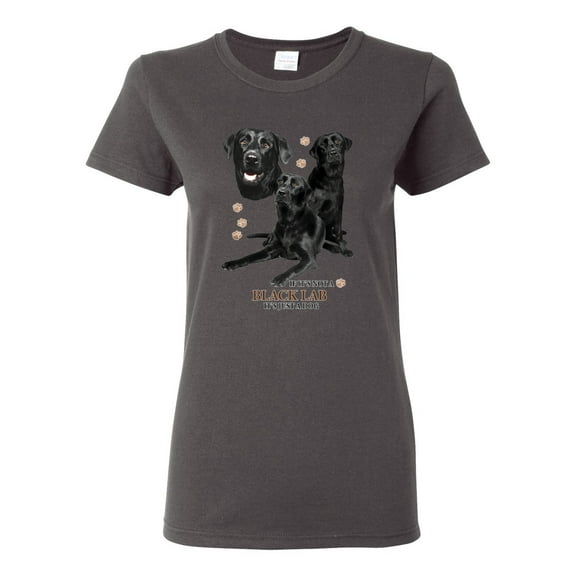 If It's Not a Black Lab It's Just a Dog Gift | Womens Dog Lover Graphic T-Shirt, Charcoal, Large