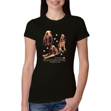 If It's Not a Bloodhound It's Just a Dog Gift | Womens Dog Lover Slim Fit Junior Tee, Black, Small