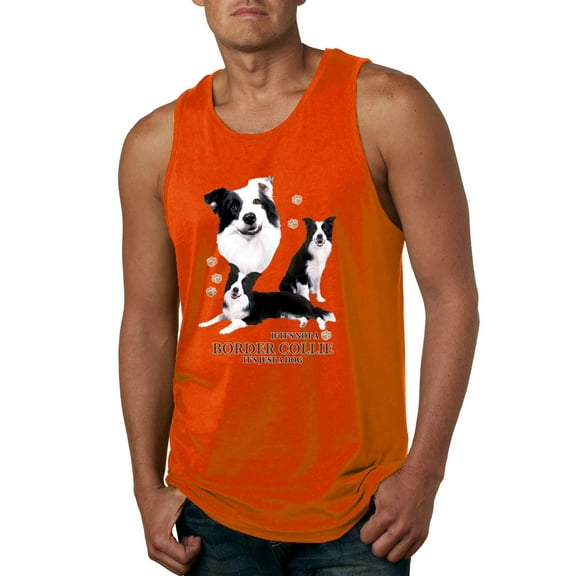 If It's Not a Border Collie It's Just a Dog Gift | Mens Dog Lover Graphic Tank Top, Orange, Medium