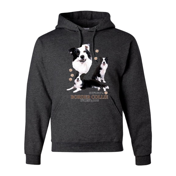 If It's Not a Border Collie It's Just a Dog Gift | Mens Dog Lover Hooded Sweatshirt Graphic Hoodie, Heather Black, Medium