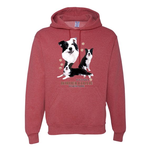 If It's Not a Border Collie It's Just a Dog Gift | Mens Dog Lover Hooded Sweatshirt Graphic Hoodie, Vintage Heather Red, 3XL