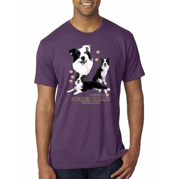 If It's Not a Border Collie It's Just a Dog Gift | Mens Dog Lover Premium Tri Blend T-Shirt, Vintage Purple, Small