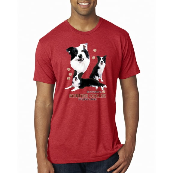 If It's Not a Border Collie It's Just a Dog Gift | Mens Dog Lover Premium Tri Blend T-Shirt, Vintage Red, Large