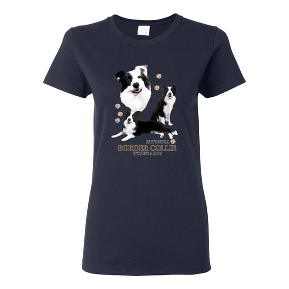 If It's Not a Border Collie It's Just a Dog Gift | Womens Dog Lover Graphic T-Shirt, Navy, Small