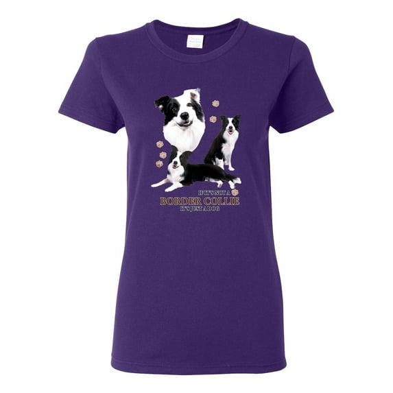 If It's Not a Border Collie It's Just a Dog Gift | Womens Dog Lover Graphic T-Shirt, Purple, Medium