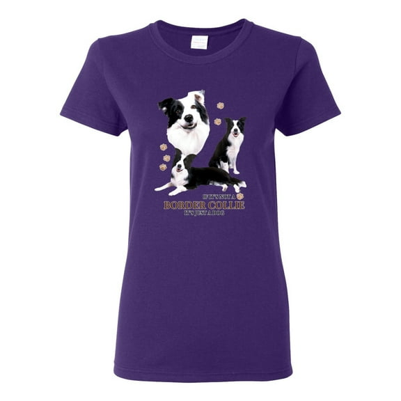 If It's Not a Border Collie It's Just a Dog Gift | Womens Dog Lover Graphic T-Shirt, Purple, Small