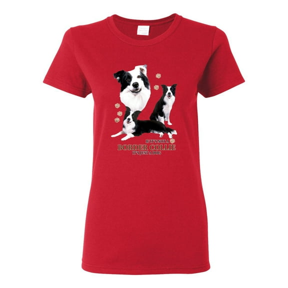 If It's Not a Border Collie It's Just a Dog Gift | Womens Dog Lover Graphic T-Shirt, Red, X-Large