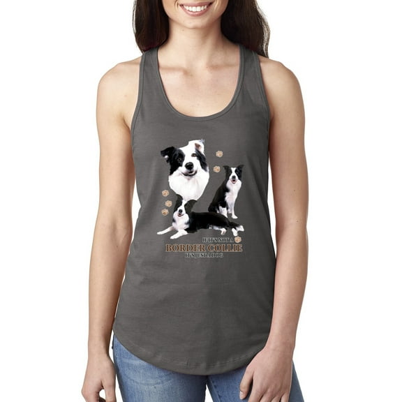 If It's Not a Border Collie It's Just a Dog Gift | Womens Dog Lover Jersey Racerback Tank Top, Dark Grey, Small
