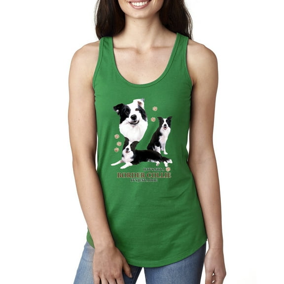 If It's Not a Border Collie It's Just a Dog Gift | Womens Dog Lover Jersey Racerback Tank Top, Kelly, Large