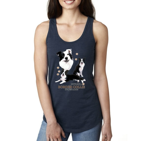 If It's Not a Border Collie It's Just a Dog Gift | Womens Dog Lover Jersey Racerback Tank Top, Navy, Large