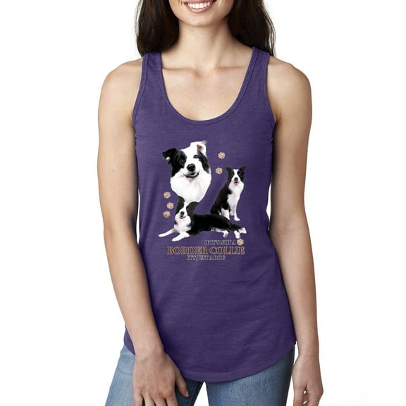 If It's Not a Border Collie It's Just a Dog Gift | Womens Dog Lover Jersey Racerback Tank Top, Purple Rush, Medium