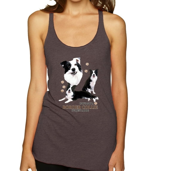 If It's Not a Border Collie It's Just a Dog Gift | Womens Dog Lover Premium Tri-Blend Racerback Tank Top, Brown, X-Large