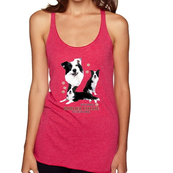 If It's Not a Border Collie It's Just a Dog Gift | Womens Dog Lover Premium Tri-Blend Racerback Tank Top, Shocking Pink, Small