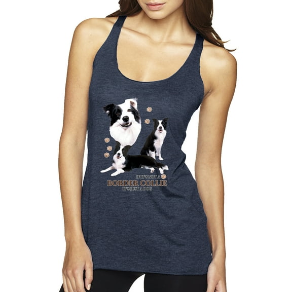 If It's Not a Border Collie It's Just a Dog Gift | Womens Dog Lover Premium Tri-Blend Racerback Tank Top, Vintage Navy, Small