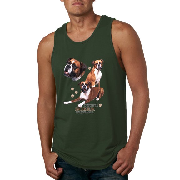 If It's Not a Boxer It's Just a Dog Gift | Mens Dog Lover Graphic Tank Top, Forest Green, Small