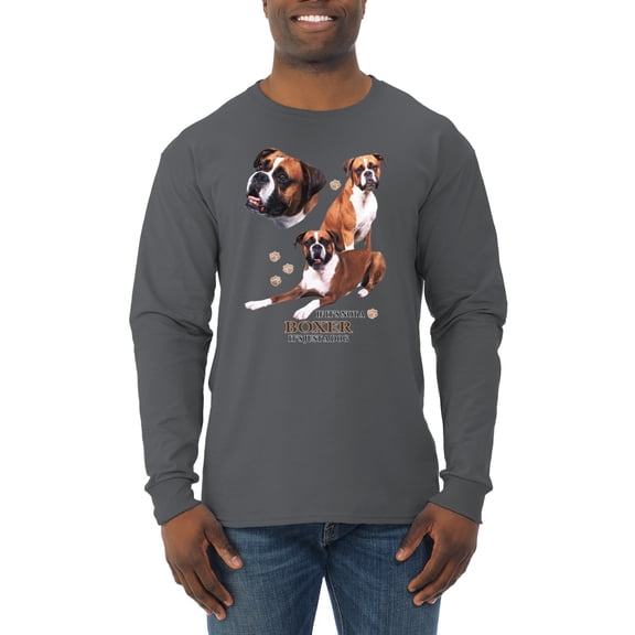 If It's Not a Boxer It's Just a Dog Gift | Mens Dog Lover Long Sleeve T-Shirt, Charcoal, Small
